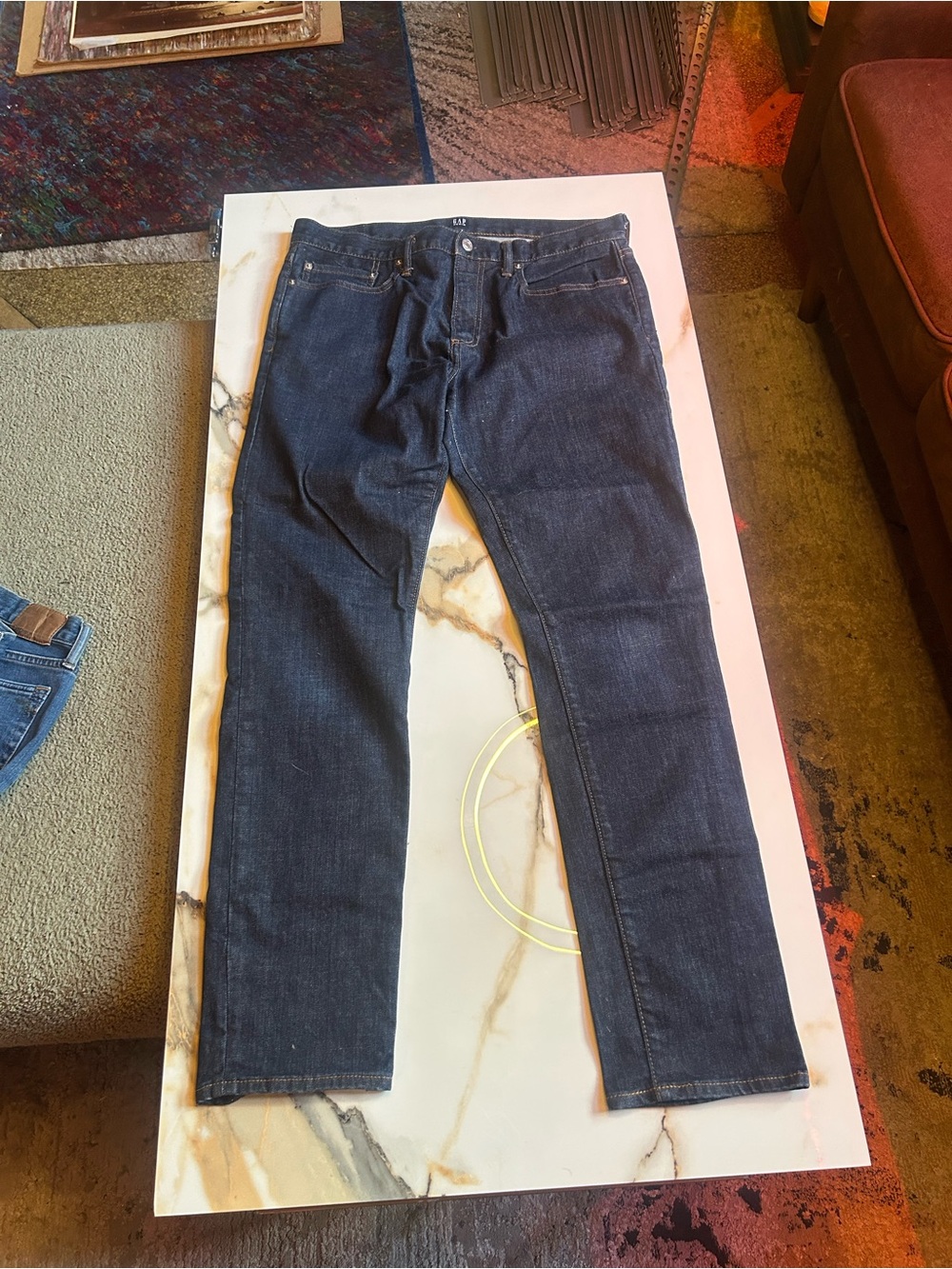 GAP Men's Straight-Leg Dark Blue Jeans